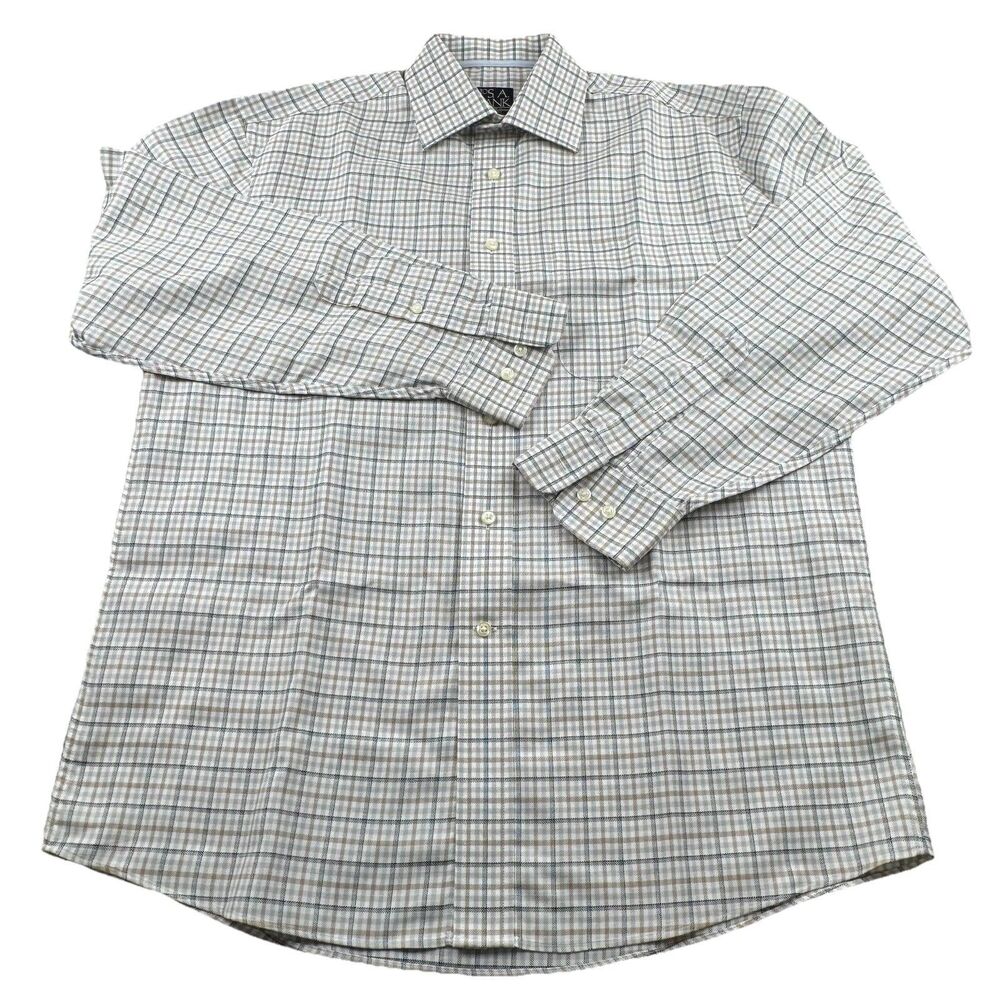 Jos A. Bank  Signature Collection Button Down Brown Plaid Shirt Men’s M Cotton